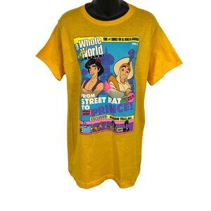 Disney Aladdin A Whole New World Graphic Tee Shirt Yellow Medium M NWOT New